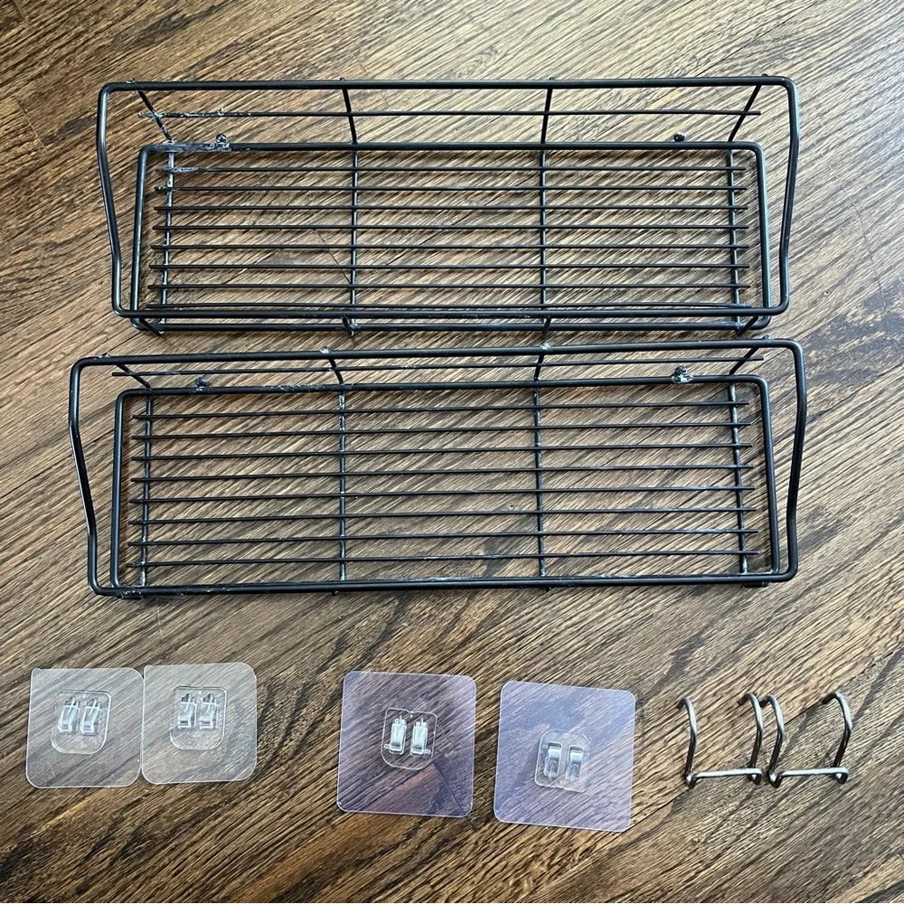 Shower Caddy Shelf with Hooks Storage Rack Organizer for Bathroom - 2 Pack